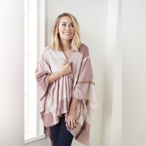 LC Lauren Conrad Blush Pink Plaid Blanket Shawl Wrap Winter